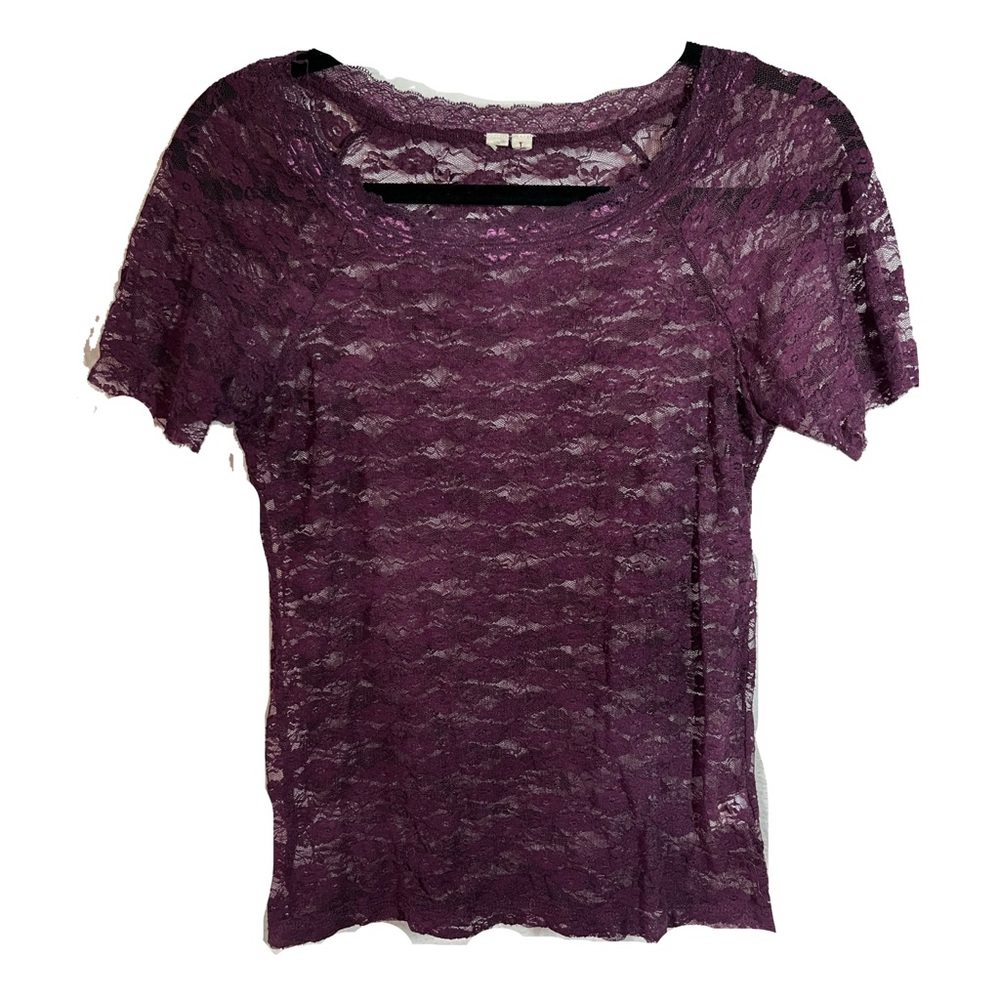 Lace Top Short Sleeve , Stretchy material Size S